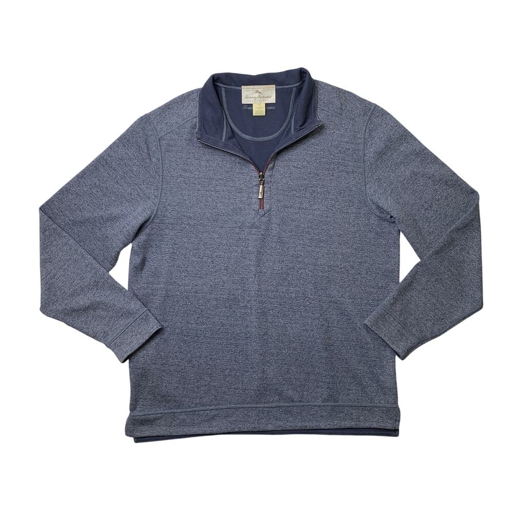 Tommy Bahama Sweatshirt Mens M Medium Navy Reversible 1/4 Zip Pullover Contrast